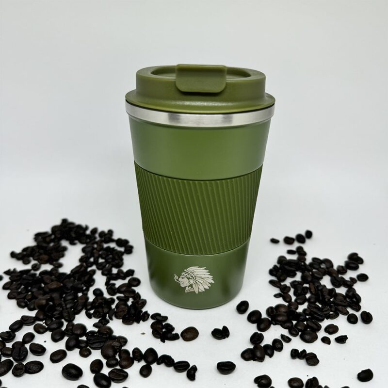 Caneca Copo Térmico JH Aço Inox Quente e Frio 380ml Verde Militar